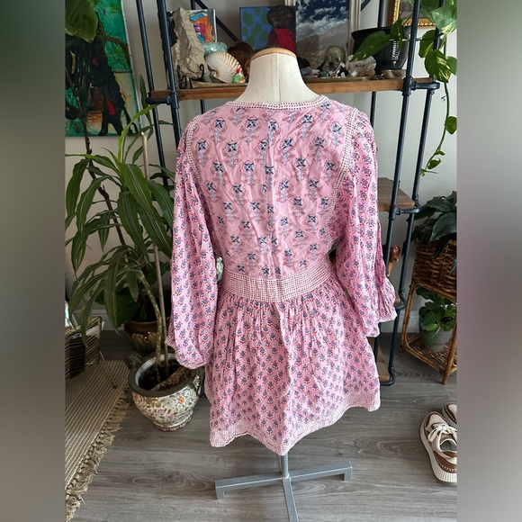 Oliphant Tie Front Balloon Sleeve Dress, Antibes Mauve - Picture 5 of 9